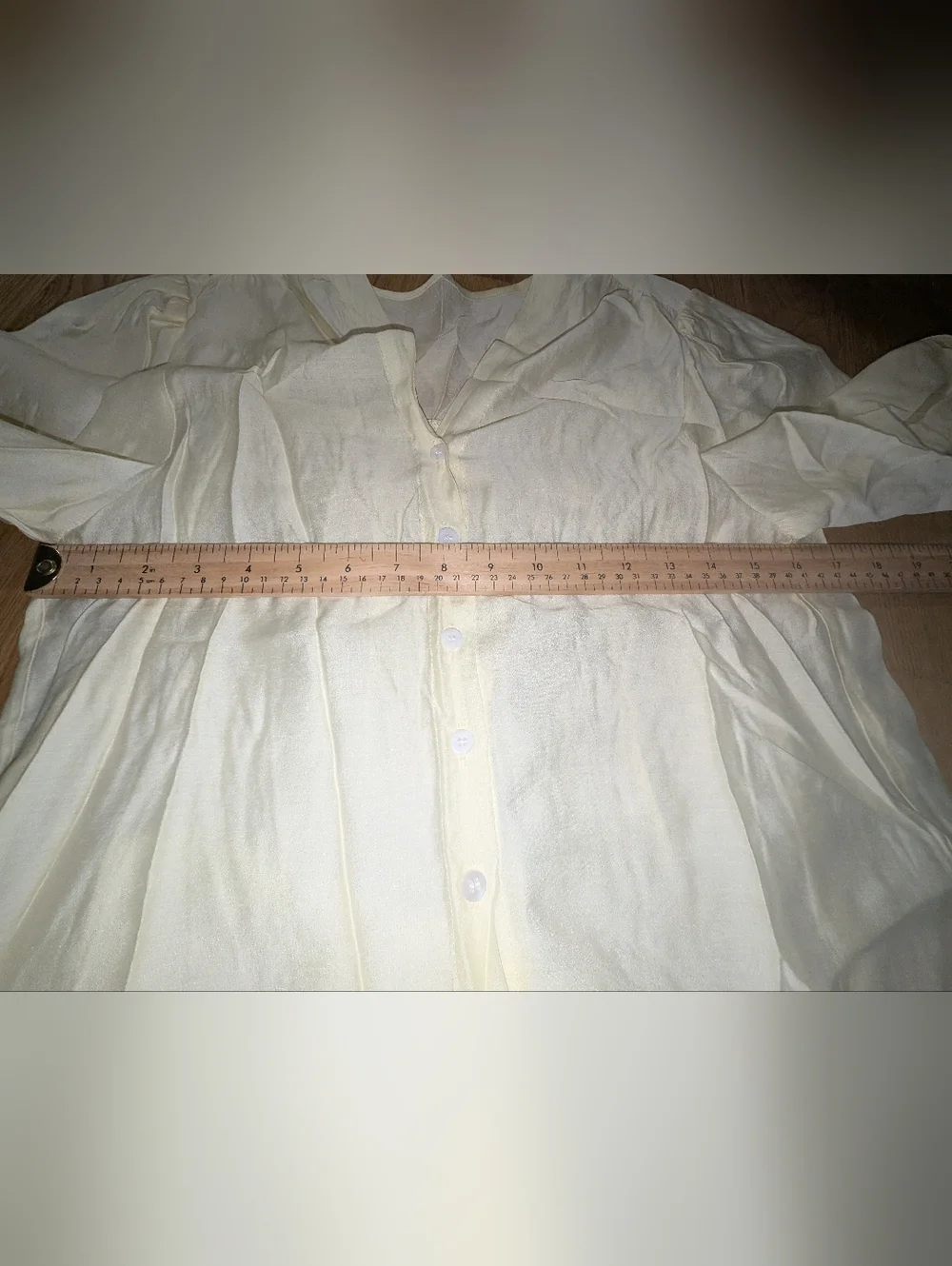 Pale Yellow V-Neck Button-Front Blouse - Picture 10 of 12